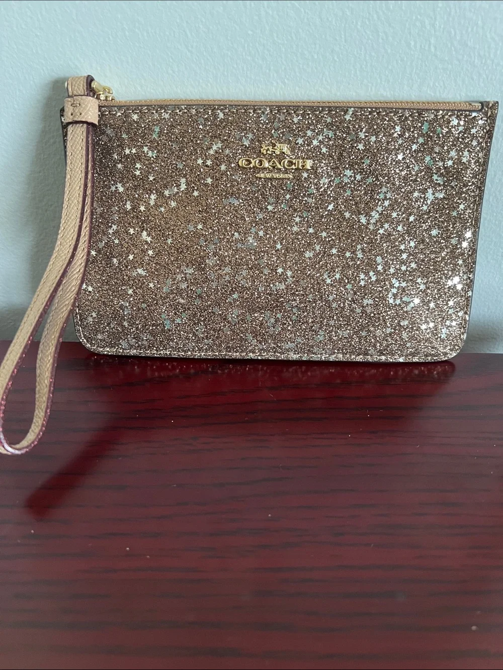 Coach Gold Glitter Star Wristlet